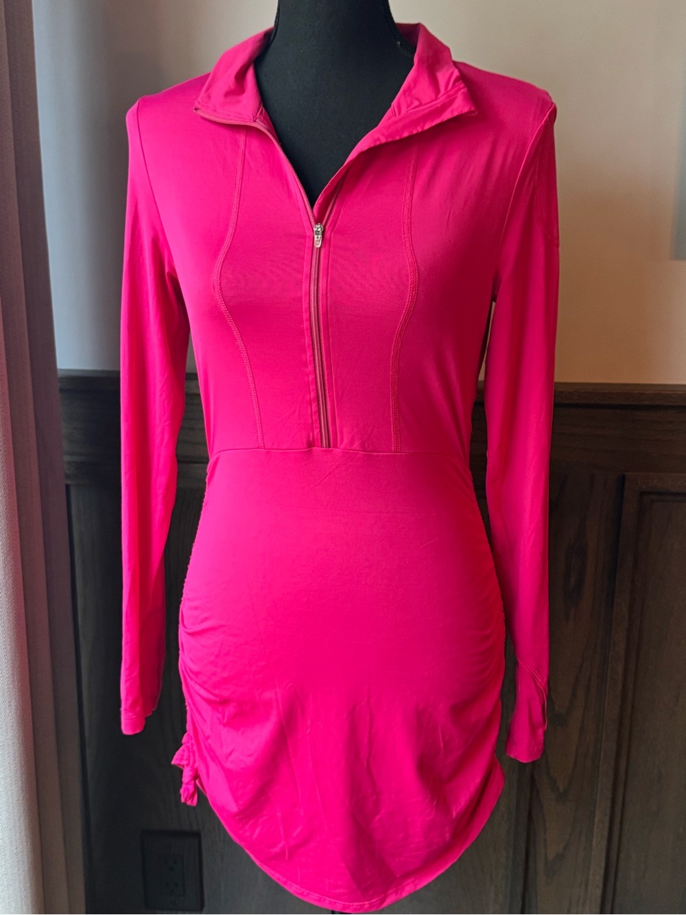 BloqUV Long-Sleeve Pink Swim Coverup Tunic with Half-Zip - Picture 7 of 8